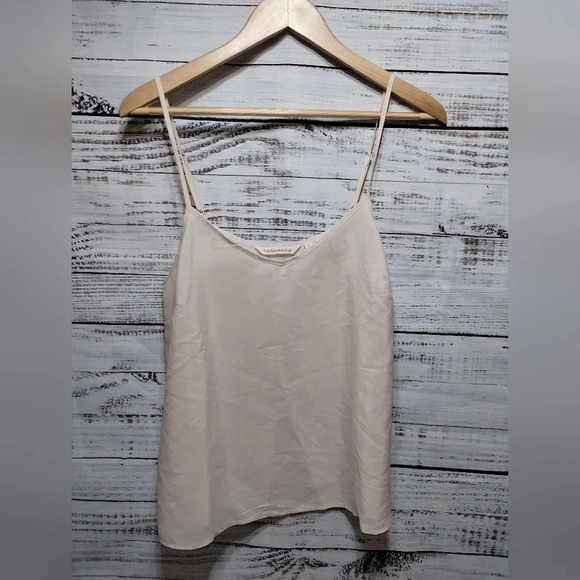 Soft Surroundings Sheer Cream Tank Top size Small Spaghetti Vneck - Picture 5 of 5